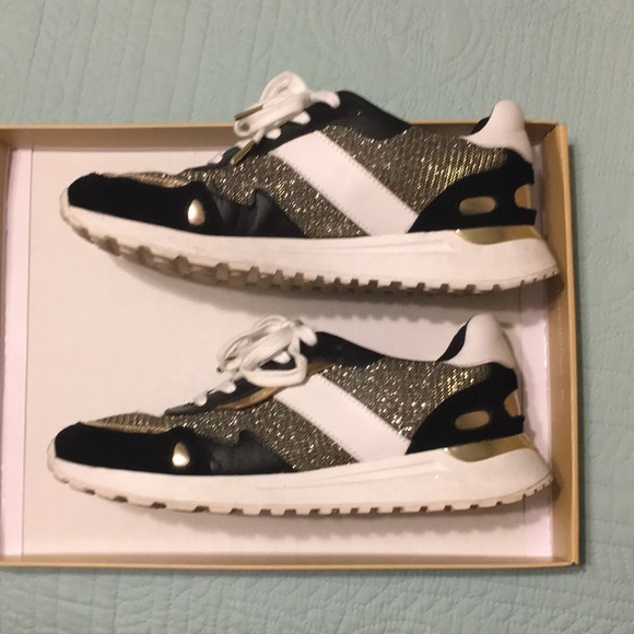 michael kors black and gold trainers